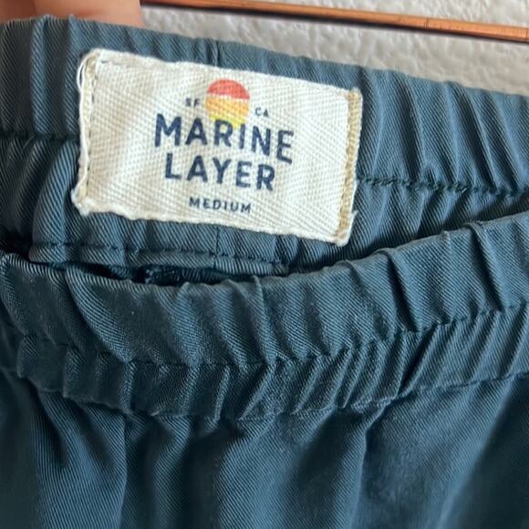 Marine Layer Blue Green Teal Pants Lightweight Pull On Elastic Waist Medium - Picture 5 of 11